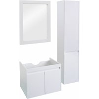 HHG - Badezimmerset 632, Waschtisch Wandspiegel Hängeschrank Badmöbel, mvg Melaminbeschichtet weiß - white von HHG