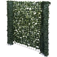 HHG - Balkonsichtschutz, Buchenhecke Sichtschutz Windschutz Verkleidung für Terrasse Zaun 300x100cm dunkel - green von HHG