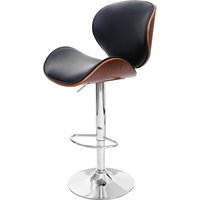 Barhocker Arklow, Barstuhl, Holz Bugholz Retro-Design Walnuss-Optik, Polster schwarz von HHG