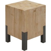 Beistelltisch HHG 609b, Blumentisch Tisch, Industrial Metall Massiv-Holz MVG-zertifiziert, 46x32x32cm natur von HHG