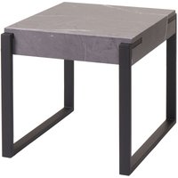 HHG - Beistelltisch 997, Kaffeetisch Nachttisch Loungetisch Couchtisch, Metall 51x50x54cm Marmor-Optik grau - grey von HHG