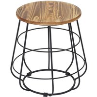 Beistelltisch mit Stauraum HHG 843, Nachttisch Kaffeetisch, Industriedesign Echtholz mvg Ø35cm von HHG