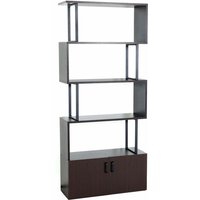 HHG - Bücherregal 187, Regal Standregal Raumteiler Wohnregal, Staufach mit Tür 183x80cm 3D-Struktur dunkelbraun - brown von HHG