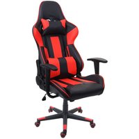 HHG - Bürostuhl 540, Schreibtischstuhl Gamingstuhl Chefsessel Drehstuhl, Kunstleder schwarz/rot von HHG