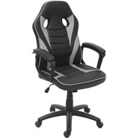 Bürostuhl HHG-063, Schreibtischstuhl Drehstuhl Racing-Chair Gaming-Chair, Kunstleder schwarz/grau - grey von HHG