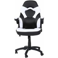 Bürostuhl HHG-585, Drehstuhl Gamingstuhl, ergonomisch, verstellbare Armlehne, Kunstleder schwarz-weiß - white von HHG