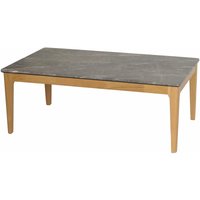 HHG - Couchtisch 649, Beistelltisch Sofatisch, Massiv-Holz hdf Laminat Melamin 46x120x70cm, Marmor/Stein-Optik helle Beine - grey von HHG