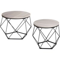 Couchtisch-Set HHG 466, Kaffeetisch Beistelltisch Loungetisch, Metall Holz Eiche-grau-Optik Couchtisch-Set HHG 466, Kaffeetisch Beistelltisch Loungetisch, Metall Holz Eiche-grau-Optik von HHG