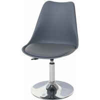 HHG - Drehstuhl Vaasa T501, Stuhl Küchenstuhl, höhenverstellbar, Kunstleder dunkelgrau, Chromfuß - grey von HHG