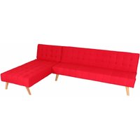 Ecksofa HHG-784, Sofa Klappsofa, Liegefläche links/rechts, Stoff/Textil Massivholz MVG zertifiziert 256cm rot von HHG