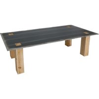 Esstisch HHG 594, Tisch Esszimmertisch, Industrial Massiv-Holz MVG-zertifiziert 240x100cm, natur mit Metall-Optik - brown von HHG