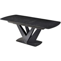 Esstisch HHG-992, Tisch Esszimmertisch Ausziehtisch, Marmor-Optik Edelstahl Keramik ausziehbar 160-200x90 cm schwarz von HHG