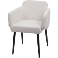 Esszimmerstuhl HHG 073, Polsterstuhl Küchenstuhl Stuhl mit Armlehne, Stoff/Textil Metall creme-weiß - white von HHG