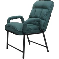 Esszimmerstuhl HHG 127, Stuhl Polsterstuhl, 160kg belastbar Rückenlehne verstellbar Metall Stoff/Textil dunkelgrün - green von HHG