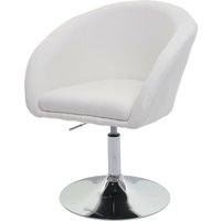 HHG - Esszimmerstuhl 247, Küchenstuhl Stuhl Drehstuhl Loungesessel, drehbar höhenverstellbar Stoff/Textil creme-weiß - white von HHG