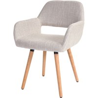 Esszimmerstuhl HHG-428 II, Stuhl Küchenstuhl, Retro 50er Jahre Design Textil, creme/grau - grey von HHG