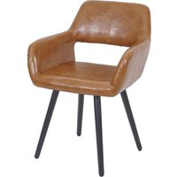 HHG - Esszimmerstuhl 428 ii, Stuhl Küchenstuhl, Retro 50er Jahre Design Kunstleder, Wildlederimitat, dunkle Beine - brown von HHG