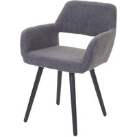 HHG - Esszimmerstuhl 428 ii, Stuhl Küchenstuhl, Retro 50er Jahre Design Textil, grau, dunkle Beine - grey von HHG