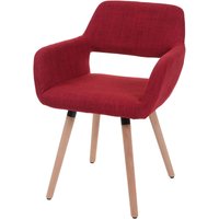HHG - Esszimmerstuhl 428 ii, Stuhl Küchenstuhl, Retro 50er Jahre Design Textil, purpurrot - red von HHG