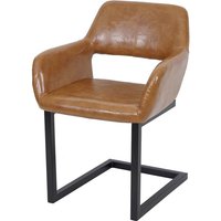 HHG - Esszimmerstuhl 870 ii, Freischwinger Stuhl Küchenstuhl, Retro 50er Jahre Design Kunstleder, Wildlederimitat - brown von HHG