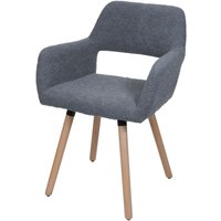 HHG - Esszimmerstuhl 873 ii, Stuhl Küchenstuhl Polsterstuhl, Holz Stoff/Textil Bouclé (450g/m²) mvg dunkelgrau von HHG