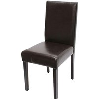 Esszimmerstuhl Littau, Küchenstuhl Stuhl, Kunstleder braun, dunkle Beine - brown von HHG