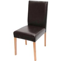 Esszimmerstuhl Littau, Küchenstuhl Stuhl, Kunstleder braun, helle Beine - brown von HHG