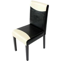 Esszimmerstuhl Littau, Küchenstuhl Stuhl, Kunstleder schwarz/weiß, dunkle Beine - black von HHG