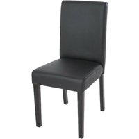 Esszimmerstuhl Littau, Küchenstuhl Stuhl, Kunstleder schwarz matt, dunkle Beine - black von HHG