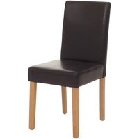 Esszimmerstuhl Littau, Küchenstuhl Stuhl, Leder braun, helle Beine von HHG