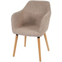 Esszimmerstuhl Vaasa T381, Stuhl Küchenstuhl, Retro 50er Jahre Design Textil, creme/grau, helle Beine von HHG