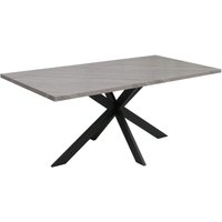 Esszimmertisch HHG 169, Küchentisch Tisch Esstisch, Industrial mdf Metall 180cm Marmor-Optik grau von HHG
