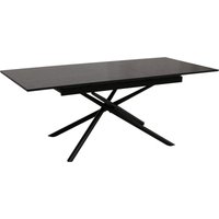 Esszimmertisch HHG-191, Ausziehtisch Esstisch, Eisen MDF ausziehbar 160-200x90cm Stein-Optik schwarz von HHG