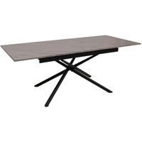 Esszimmertisch HHG 191, Ausziehtisch Esstisch, Eisen mdf ausziehbar 160-200x90cm Marmor-Optik grau von HHG