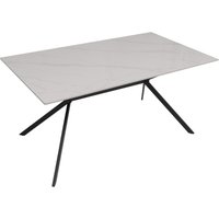 Esszimmertisch HHG-208, Esstisch Sinterstein Metall, Marmor-Optik 160cm weiß von HHG