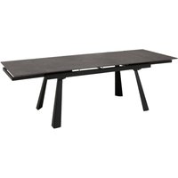 Esszimmertisch HHG-223, Esstisch Ausziehtisch, Sinterstein Metall ausziehbar 160-242x91cm Marmor-Optik grau von HHG