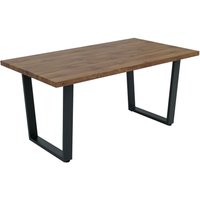 Esszimmertisch HHG-246, Tisch Küchentisch Esstisch, Industrial MDF Metall 160x90cm Walnuss-Optik von HHG