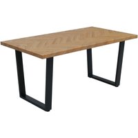 Esszimmertisch HHG-246, Tisch Küchentisch Esstisch, Industrial MDF Metall 160x90cm helle Eiche-Optik von HHG