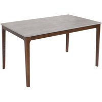 Esszimmertisch HHG 933, Tisch Esstisch, Massiv-Holz hdf Laminat Melamin 135x80cm, Beton-Optik, braune Beine - grey von HHG
