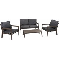 Garnitur HHG 290, Gartenlounge Gartengarnitur Lounge-Set Sitzgruppe Sofa, Metall Polster grau - grey von HHG