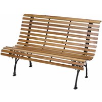 Gartenbank HHG 695, Sitzbank Parkbank Holzbank, 2-Sitzer Gusseisen Holz 122cm 22kg hellbraun - brown von HHG