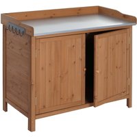 Gartenschrank mit Arbeitsplatte HHG 095, Pflanztisch, Outdoor Tanne Holz MVG-zertifiziert 86x104x52cm braun Gartenschrank mit Arbeitsplatte HHG 095, Pflanztisch, Outdoor Tanne Holz MVG-zertifiziert 86x104x52cm braun von HHG