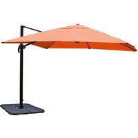 Gastronomie-Ampelschirm HHG-239, Sonnenschirm 3x3m (Ø4,24m) Polyester Alu/Stahl 23kg terracotta mit Ständer, drehbar von HHG