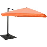 Gastronomie-Ampelschirm HHG 317, 3,5x3,5m (Ø4,95m) Polyester/Alu 25kg Flap, terracotta mit Ständer - beige von HHG