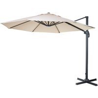 Gastronomie-Ampelschirm HHG 559, Sonnenschirm, rund ø 4m Polyester Alu/Stahl 27kg creme ohne Ständer, drehbar - beige von HHG