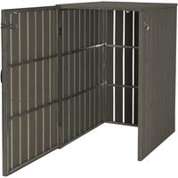 1er WPC-Mülltonnenverkleidung HHG 960, Mülltonnenbox, Metall Holzoptik, erweiterbar 240l grau - grey von HHG