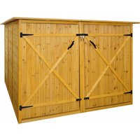2er-Fahrradgarage HHG 677, Fahrradbox Geräteschuppen Gerätehaus, mvg abschließbar 151x200x200cm braun von HHG