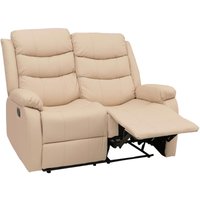 HHG - 2er Kinosessel 422, Relaxsessel Fernsehsessel mit Armlehne, Liegefunktion Kunstleder creme von HHG