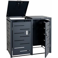 HHG - 2er-Mülltonnenverkleidung 020, Mülltonnenbox Mülltonnenabdeckung, erweiterbar 103x135x63cm anthrazit, Stahl 38kg HHG - 2er-Mülltonnenverkleidung 020, Mülltonnenbox Mülltonnenabdeckung, erweiterbar 103x135x63cm anthrazit, Stahl 38kg von HHG