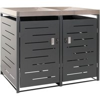 2er-Mülltonnenverkleidung HHG 377, Mülltonnenbox, Pflanzkasten Edelstahl-Metall-Kombi 54kg 125x134x84cm erweiterbar 2er-Mülltonnenverkleidung HHG 377, Mülltonnenbox, Pflanzkasten Edelstahl-Metall-Kombi 54kg 125x134x84cm erweiterbar von HHG